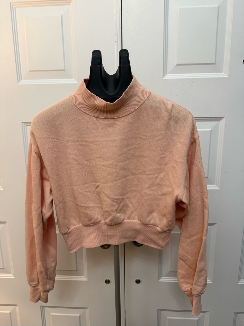 flirtitude Peach Cropped Mock Neck Sweatshirt